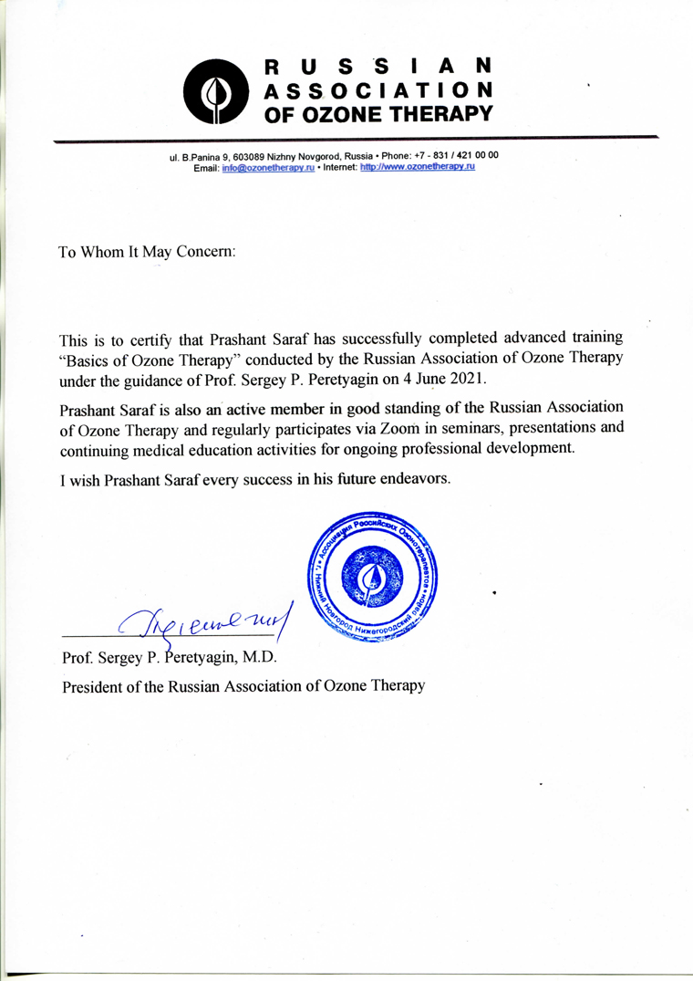 Russian Association of Ozone Therapy Prashant Saraf